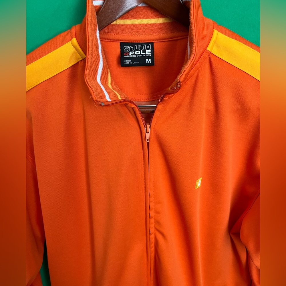 South Pole brand track jacket, Orange with yellow & white stripes, men’s medium - Picture 3 of 7